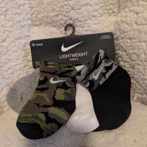 Nike Men's Camo and Solid Ankle Socks - Black, Gray, Green, White
